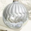 5"- 6" Silver Pearlescent Glass Ornament