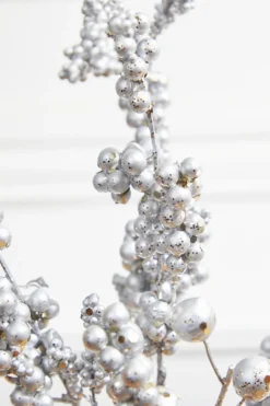 18” Silver Platinum Dew Berry Christmas Spray