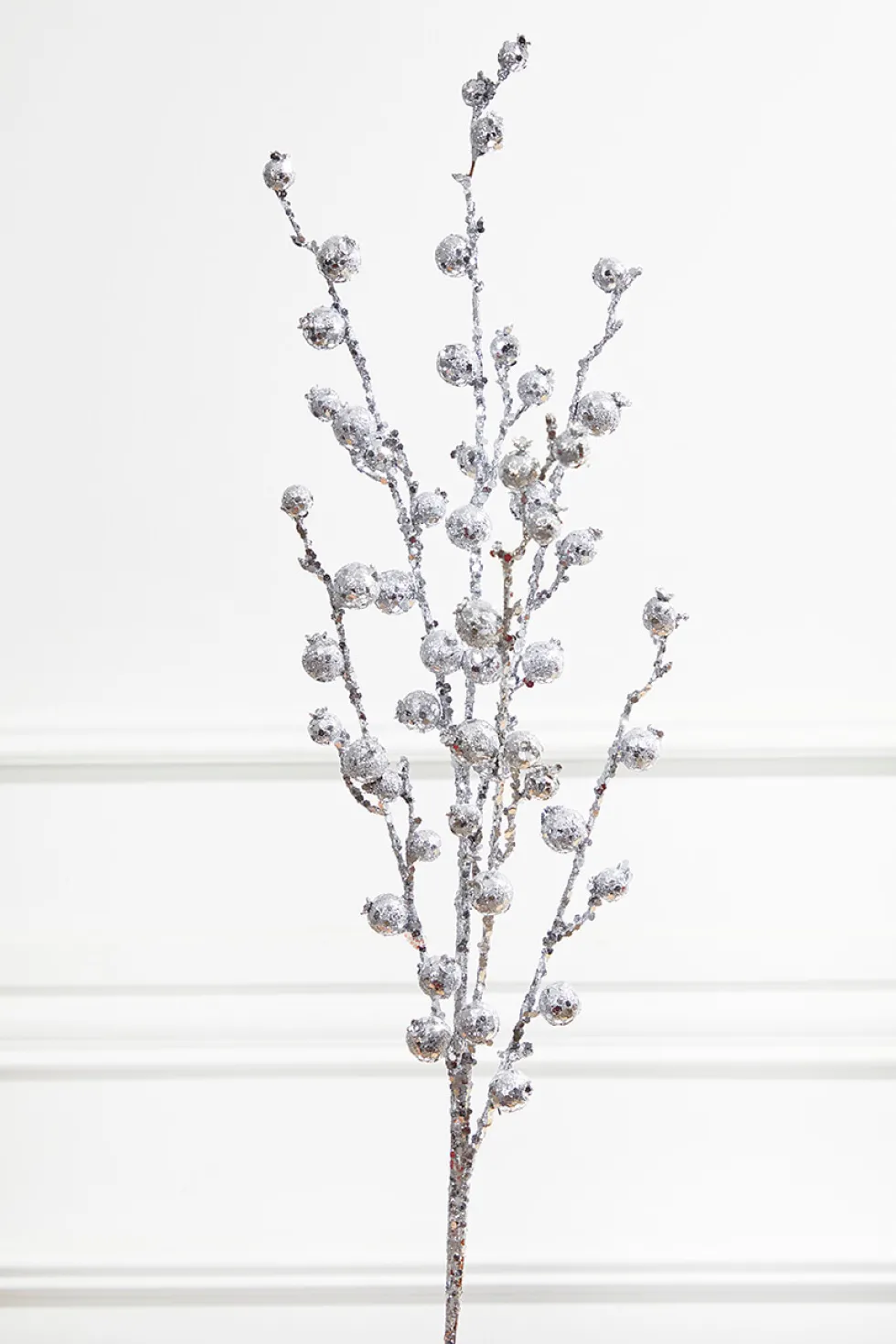 30” Silver Pomegranate Glitter Spray