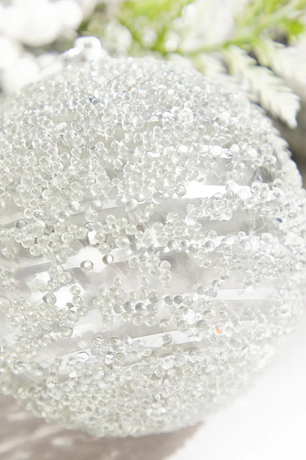4" Silver Sequin Iced Ball Ornament