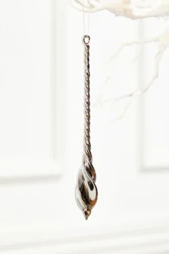 8" Slate Gray Drop Glass Ornament
