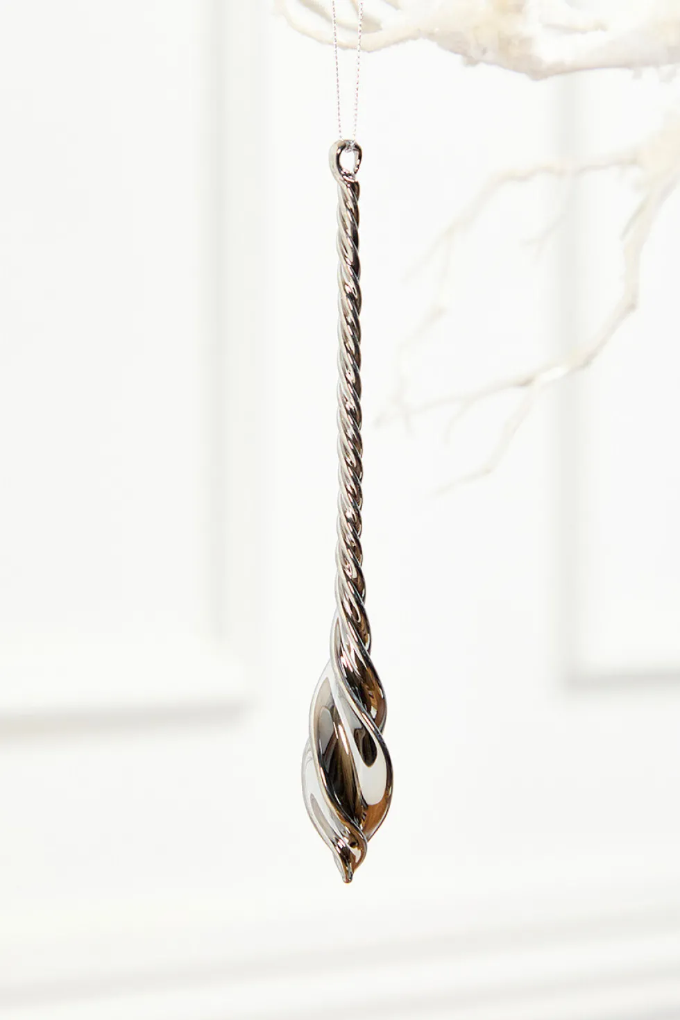 8" Slate Gray Drop Glass Ornament