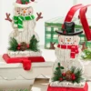 8.25" Snowman Stocking Holder with Pine And Berry Accent