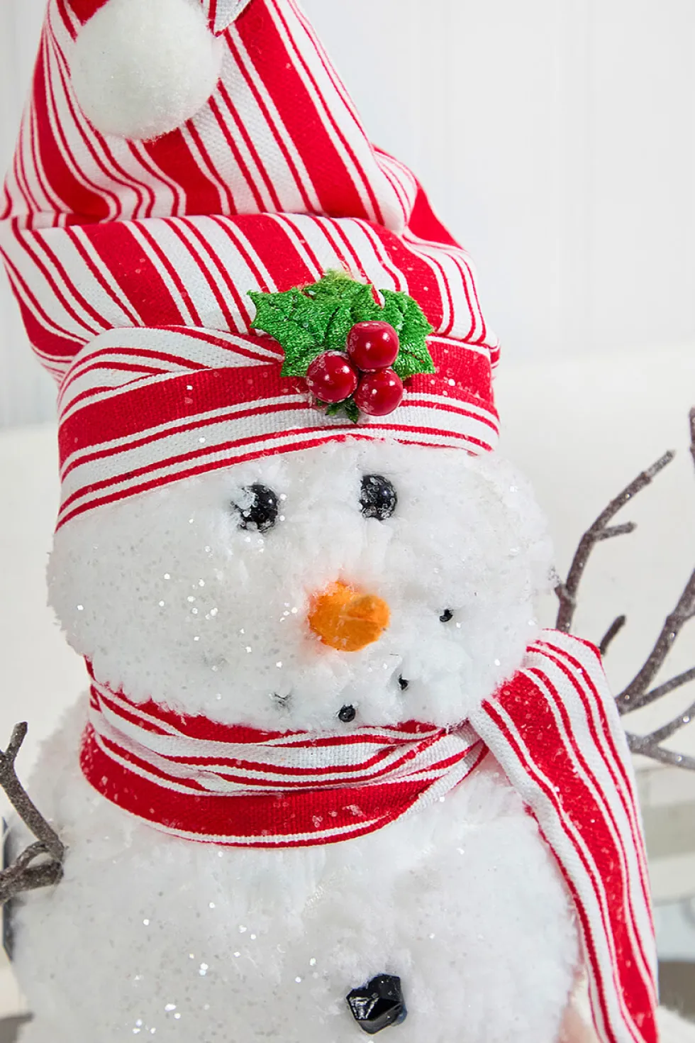 12" Snowman with Stocking Cap - Red / Black