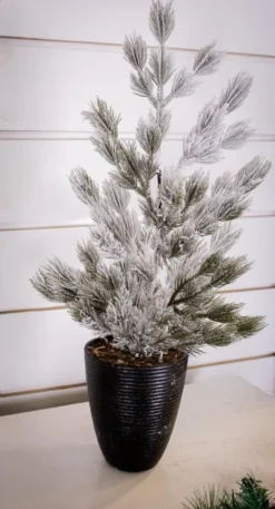 24" Snow Tree in Black Container
