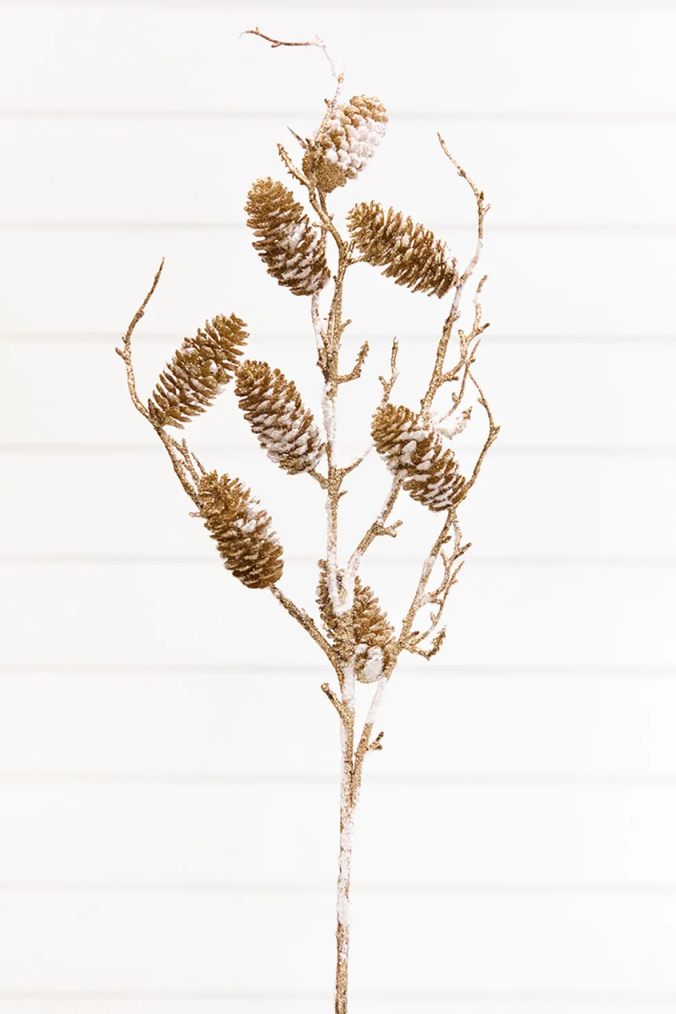 36" Snowy Golden Pinecone Spray