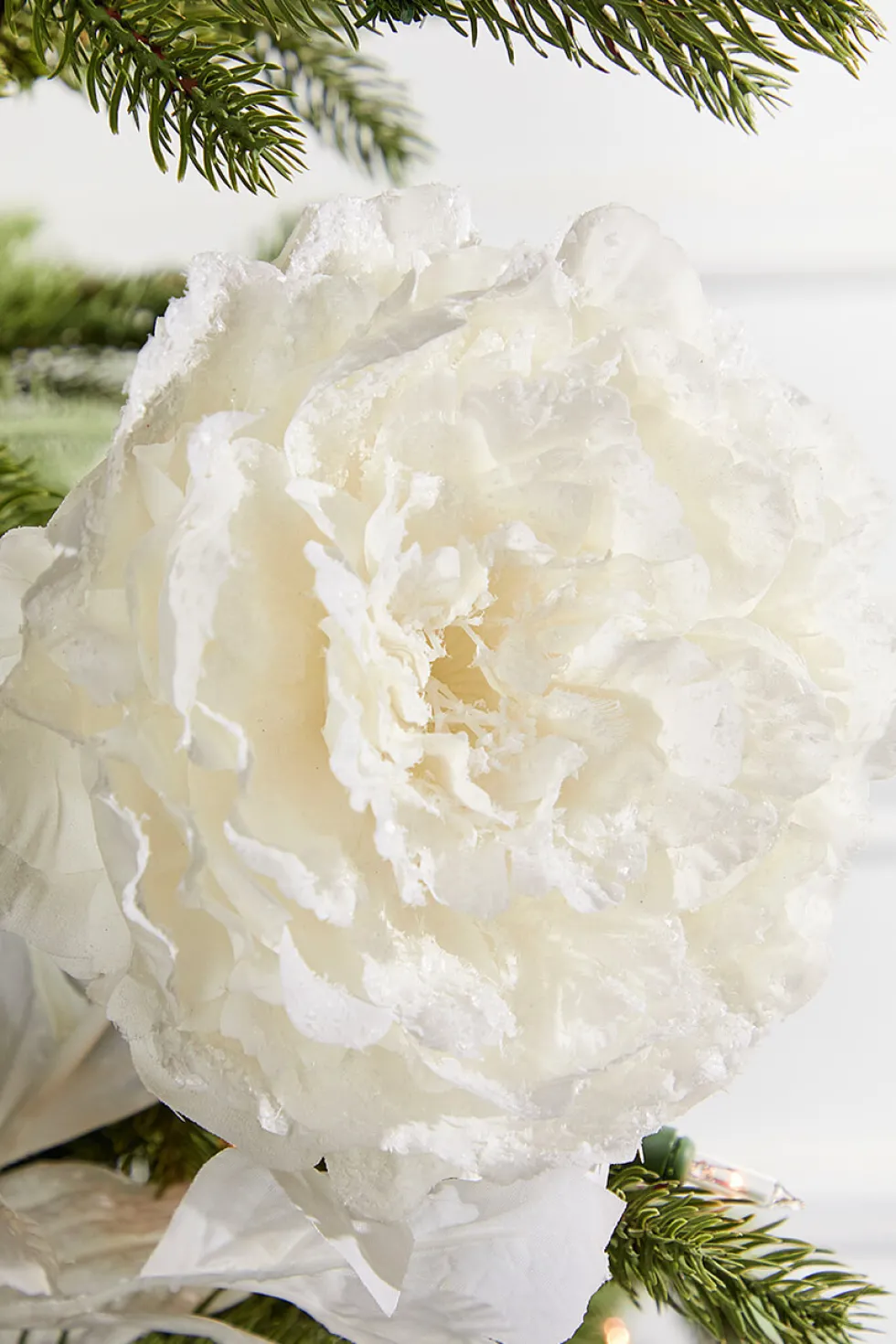 27” Snowy Peony Spray