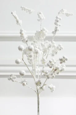 18” Snowy White Glitter Dew Berry Christmas Spray