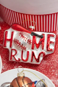 4” Sports Ball Glass Ornament - Baseball