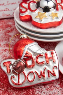 4” Sports Ball Glass Ornament - Football