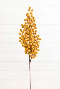 33" Tan Flocked Berry Spray