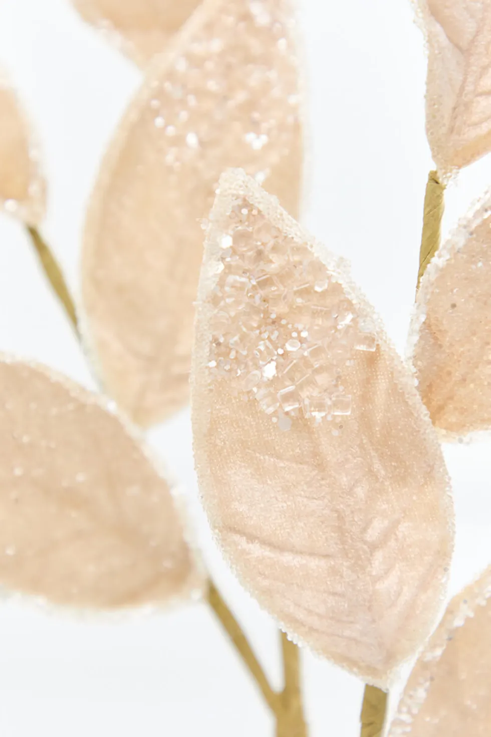28" Taupe Iced Leaves Spray