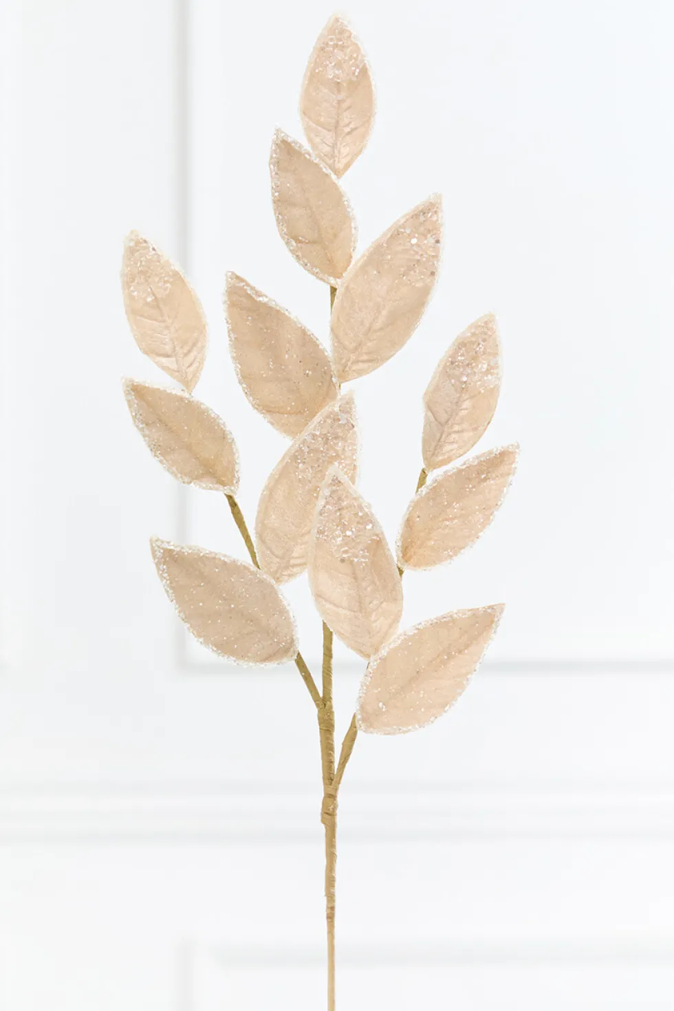 28" Taupe Iced Leaves Spray
