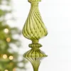 9" - 10" Transparent Green Finial Glass Ornament