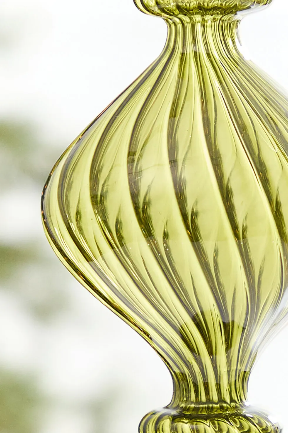 9" - 10" Transparent Green Finial Glass Ornament