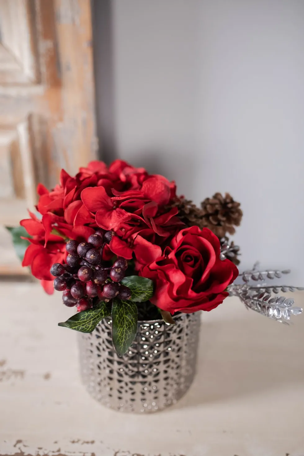 Valentine's Day Floral Arrangement with Real Touch Rose - Red