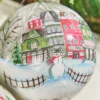 4" Village Scene Glass Ornament