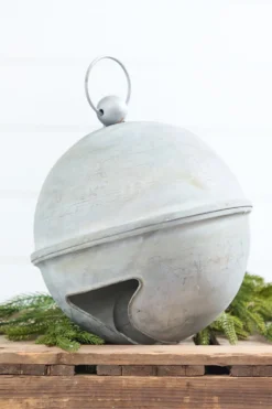 8" Weathered Tin Jingle Bell Christmas Ornament
