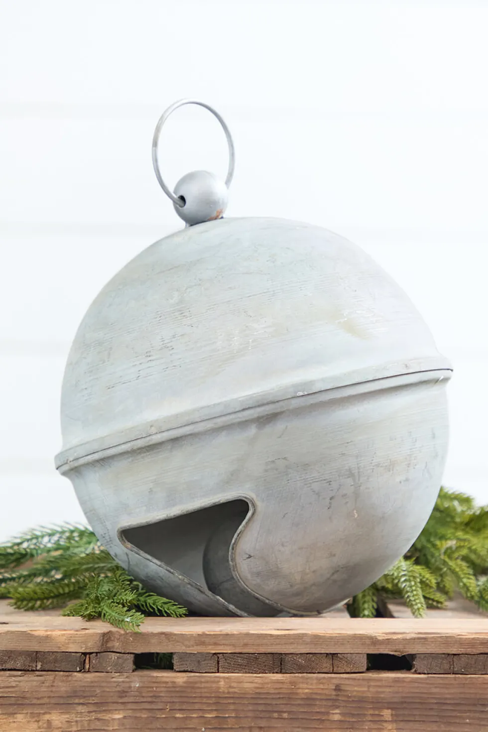 8" Weathered Tin Jingle Bell Christmas Ornament