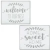 19" White and Grey Metal Enamel Wall Decor