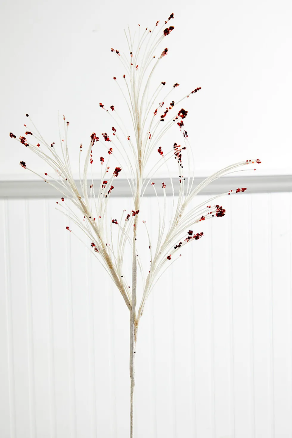 36” White and Red Glitter Grass Spray