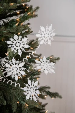 25” White Curly Snowflake Stem