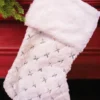 20” White Fur Stocking with Silver Accents