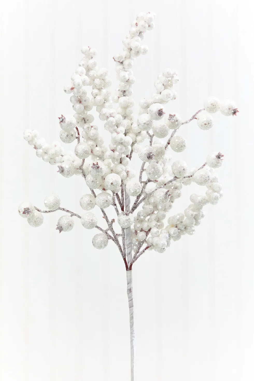 20" White Glitter Berry Spray