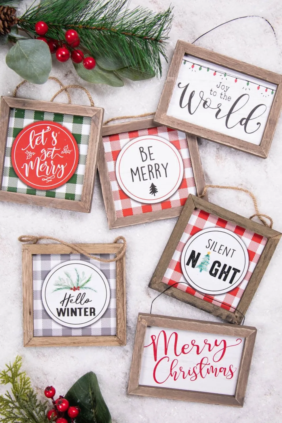 5.5” Wood Holiday Sign Ornament