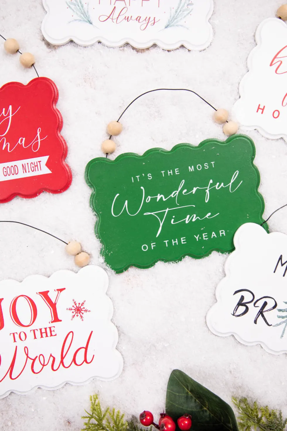 6.6” Wood Holiday Sign Ornament
