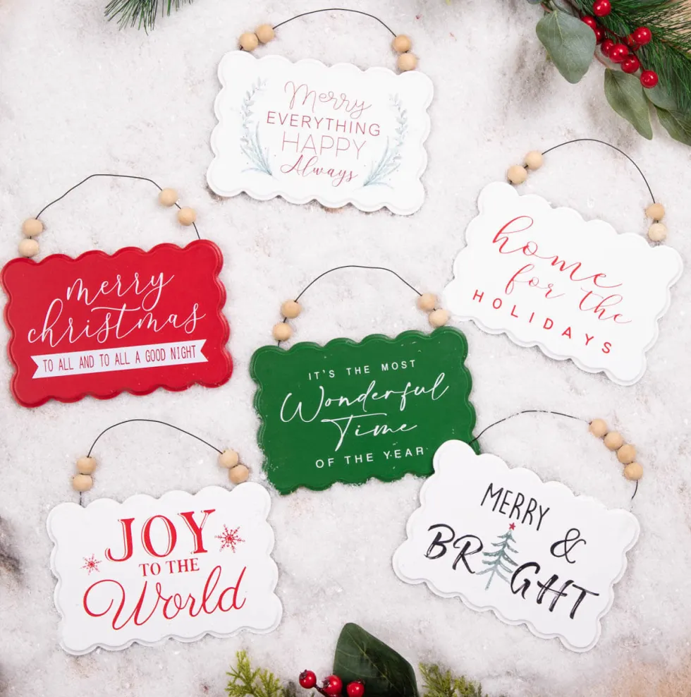 6.6” Wood Holiday Sign Ornament