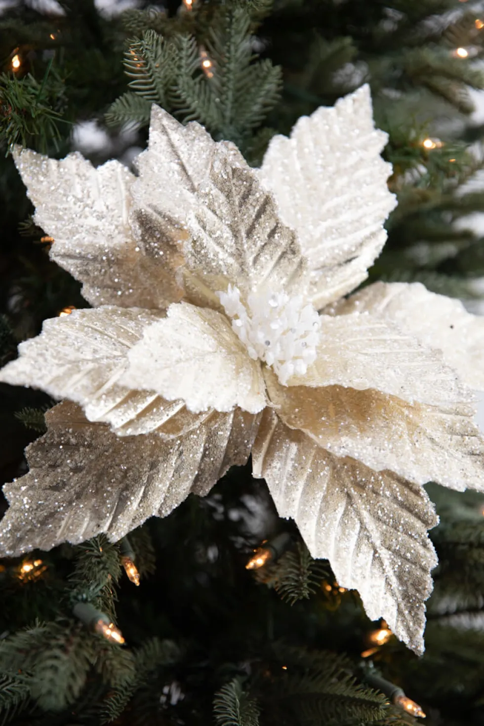 22” x 13" Champagne Metallic Poinsettia Stem