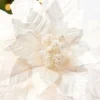 29" x 13" Cream Glitter & Bead Poinsettia Stem