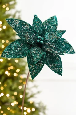 19" x 14" Emerald Green Poinsettia Stem