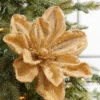 24" x 10" Gold Micro Beaded Sequins Magnolia Stem