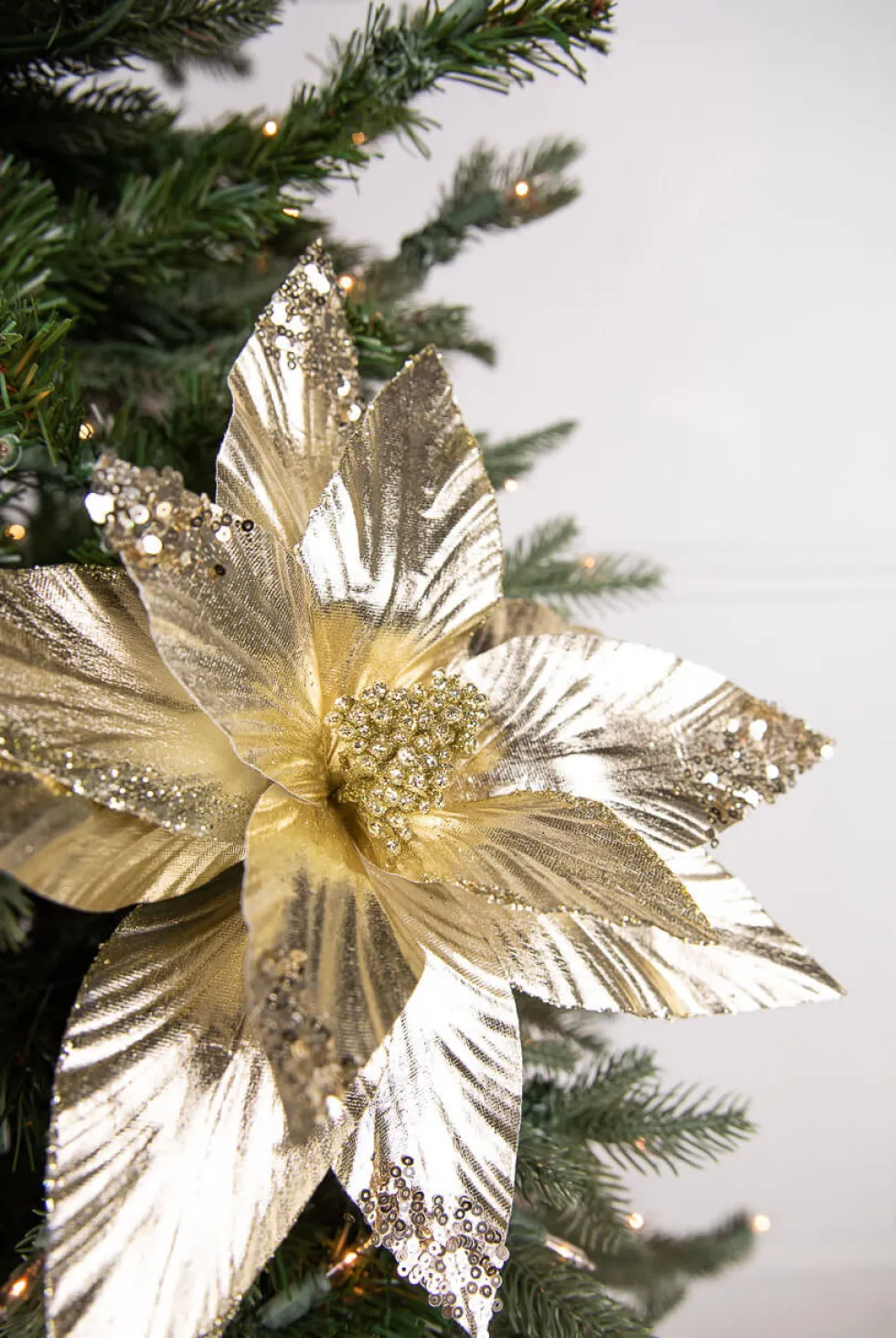 22” x 12.5" Gold Poinsettia Stem