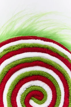 19.5" x 6.5” Green, Red & White Furry Lollipop Spray