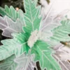 24” x 13" Green & White Frosted Glitter Poinsettia Stem