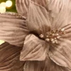 22" x 11.5" Light Brown Velvet Glitter Poinsettia Stem