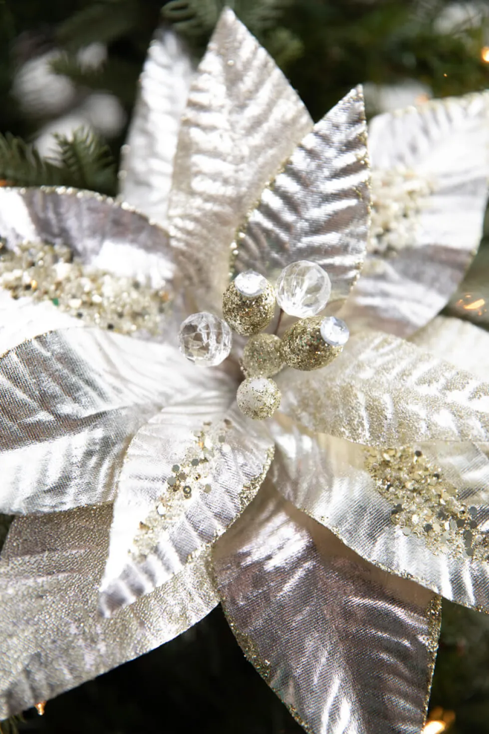 22” x 12" Metallic Poinsettia Stem