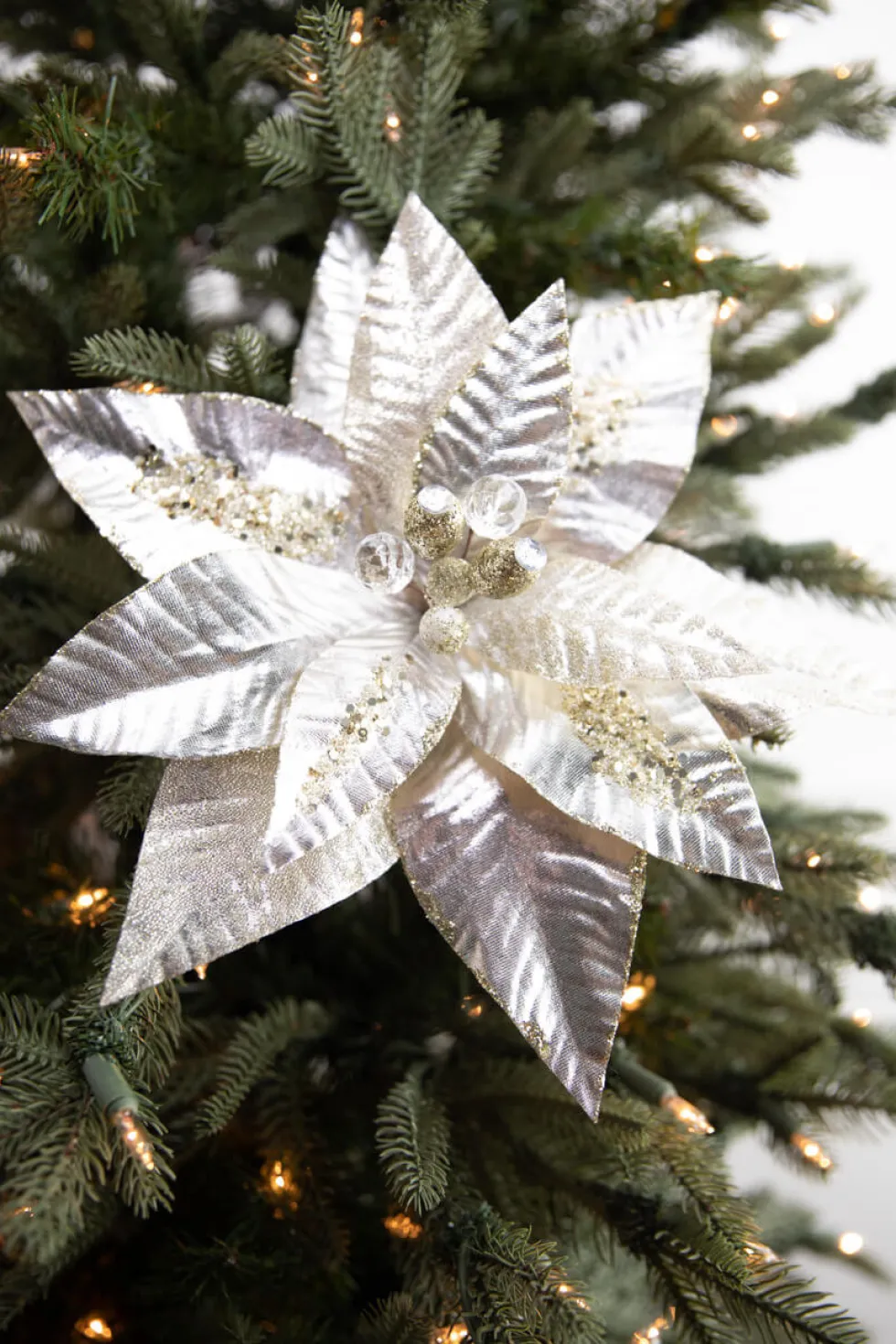 22” x 12" Metallic Poinsettia Stem