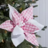 19" x 12" Pink & White Checkered Poinsettia Pick