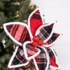 22” x 11" Red and Black Plaid with Red Bells Poinsettia Stem