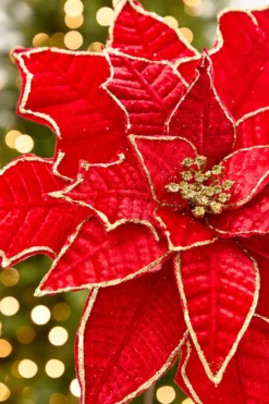 19" x 14" Red & Gold Poinsettia Stem