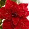 22" x 13" Red Velvet Poinsettia Stem