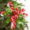 22" x 11" Red, White and Green Ribbon Flower Stem