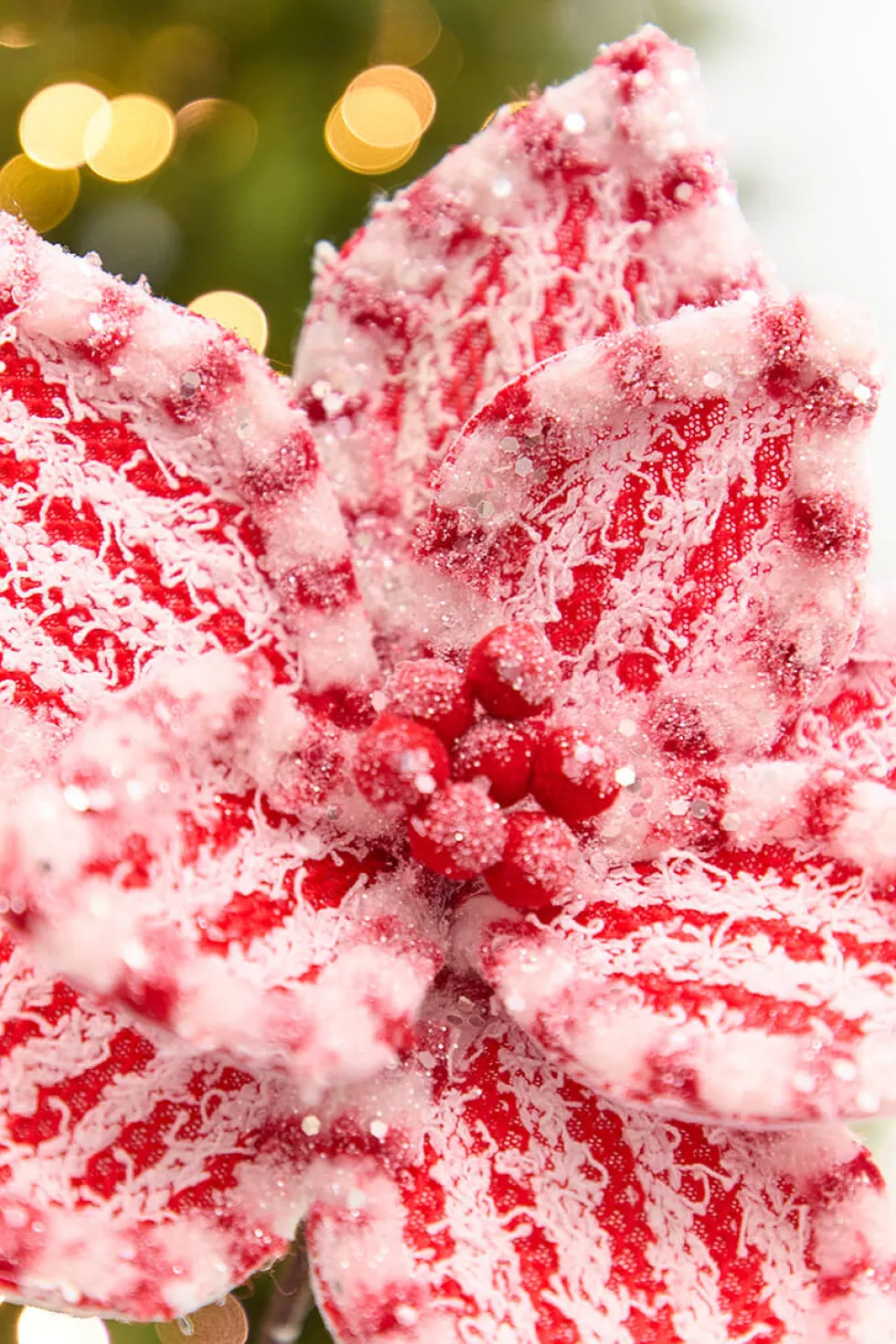 20" x 11" Red & White Poinsettia Stem