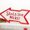 17" x 9" Santa Stop Here Metal Sign