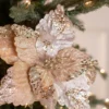 19” x 12.5" Sequin Glitter Sheer Poinsettia Stem