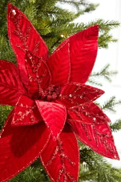 20" x 15" Velvet Jewel Poinsettia Stem